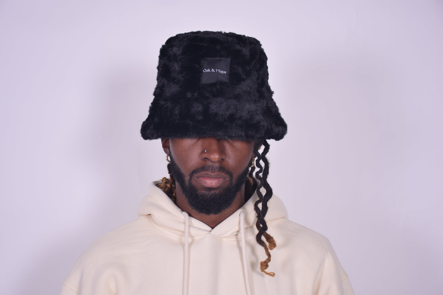 BOX LOGO FUR BUCKET HAT BLACK